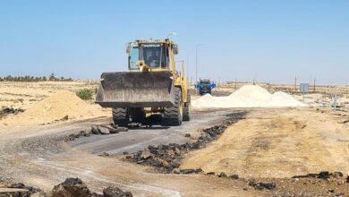 بدء أعمال رفع كفاءة الطريق الدولي بشمال سيناء