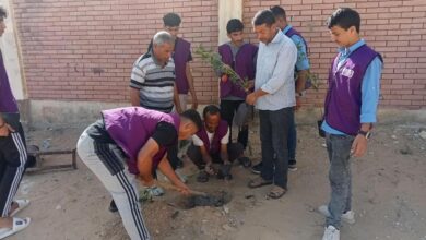 متطوعون ينفذون حملة تجميل وتشجير مركز شباب الكوثر بالشيخ زويد