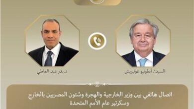 وزير الخارجية يبحث مع سكرتير عام الأمم المتحدة تطورات الأوضاع في غزة والسودان