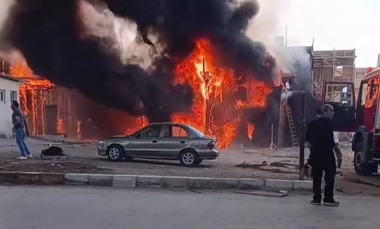 حريق بلوكيشن تصوير مسلسل "بيت بابا 2" بمدينة الإنتاج الإعلامي