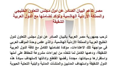 مصر تؤكد تضامنها مع دول الخليج والأردن وتدعم بيانها المشترك