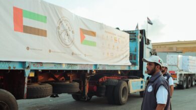 76 شاحنة إماراتية تحمل 938 طنًا من المساعدات إلى غزة ضمن «الفارس الشهم 3»